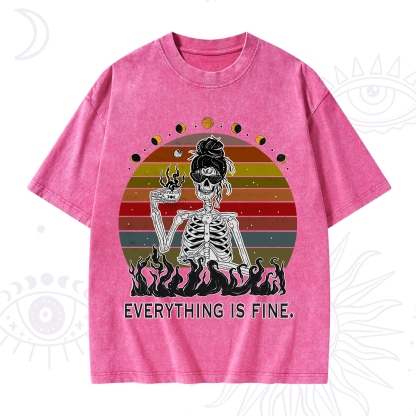 Purplehecate Everything Is Fine Skeleton Washed T-Shirt