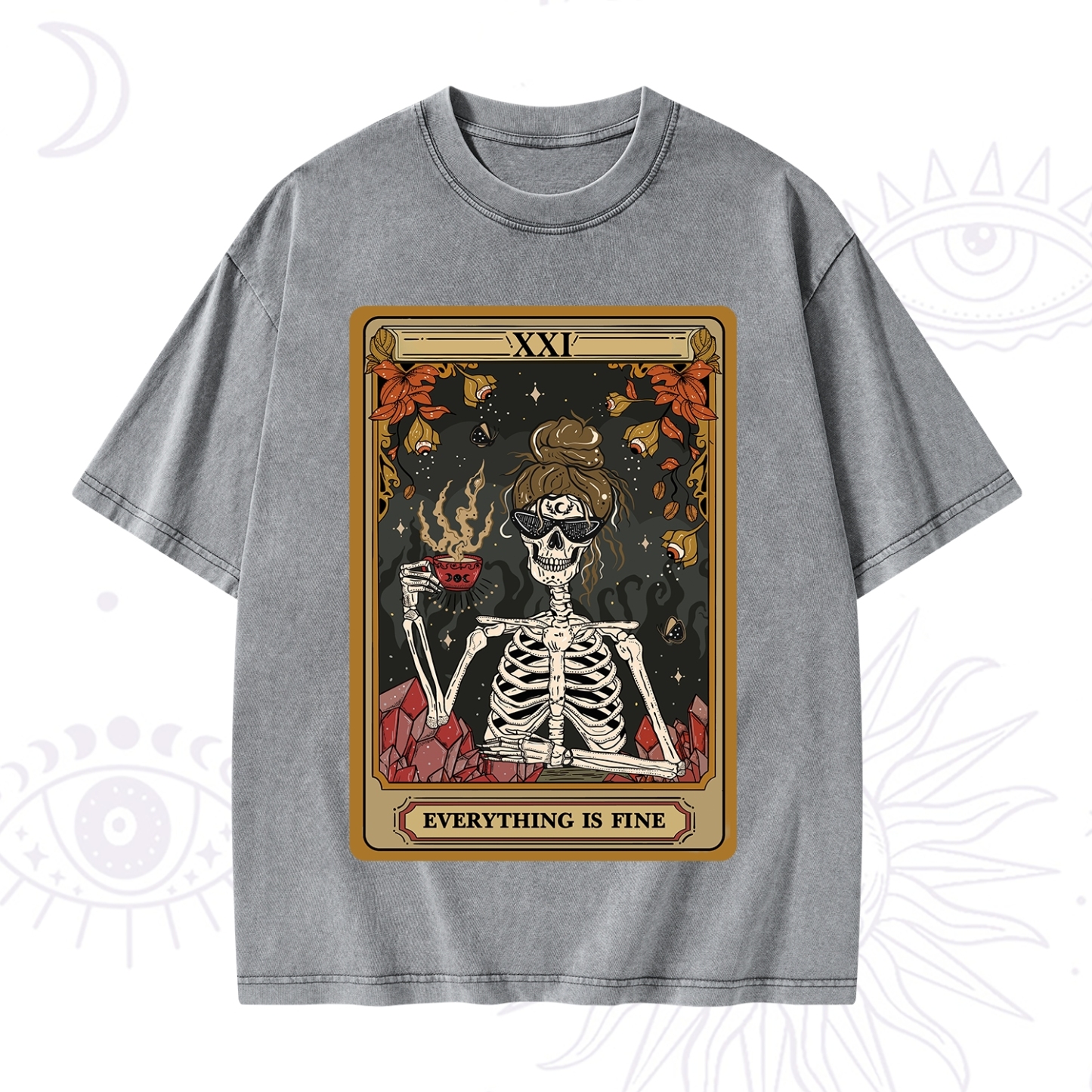 Purplehecate The Everything Fine Tarot Washed T-Shirt
