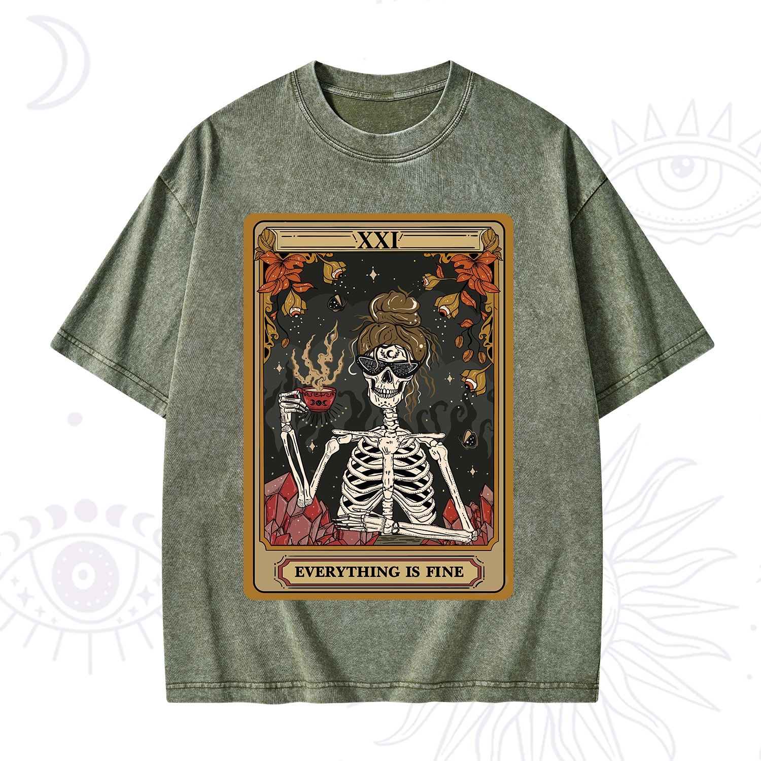 Purplehecate The Everything Fine Tarot Washed T-Shirt