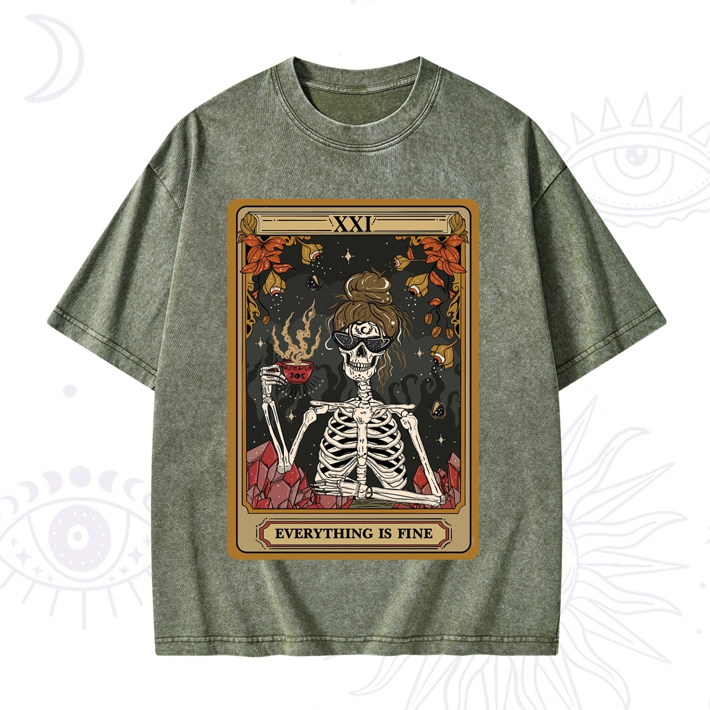 Purplehecate The Everything Fine Tarot Washed T-Shirt