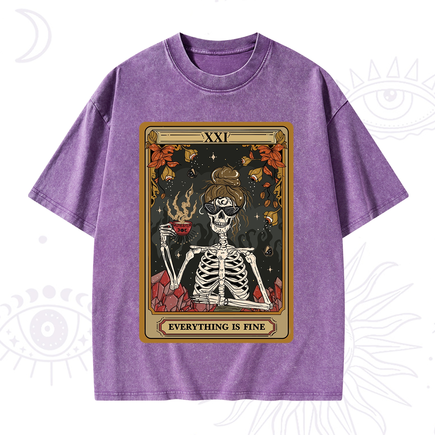 Purplehecate The Everything Fine Tarot Washed T-Shirt