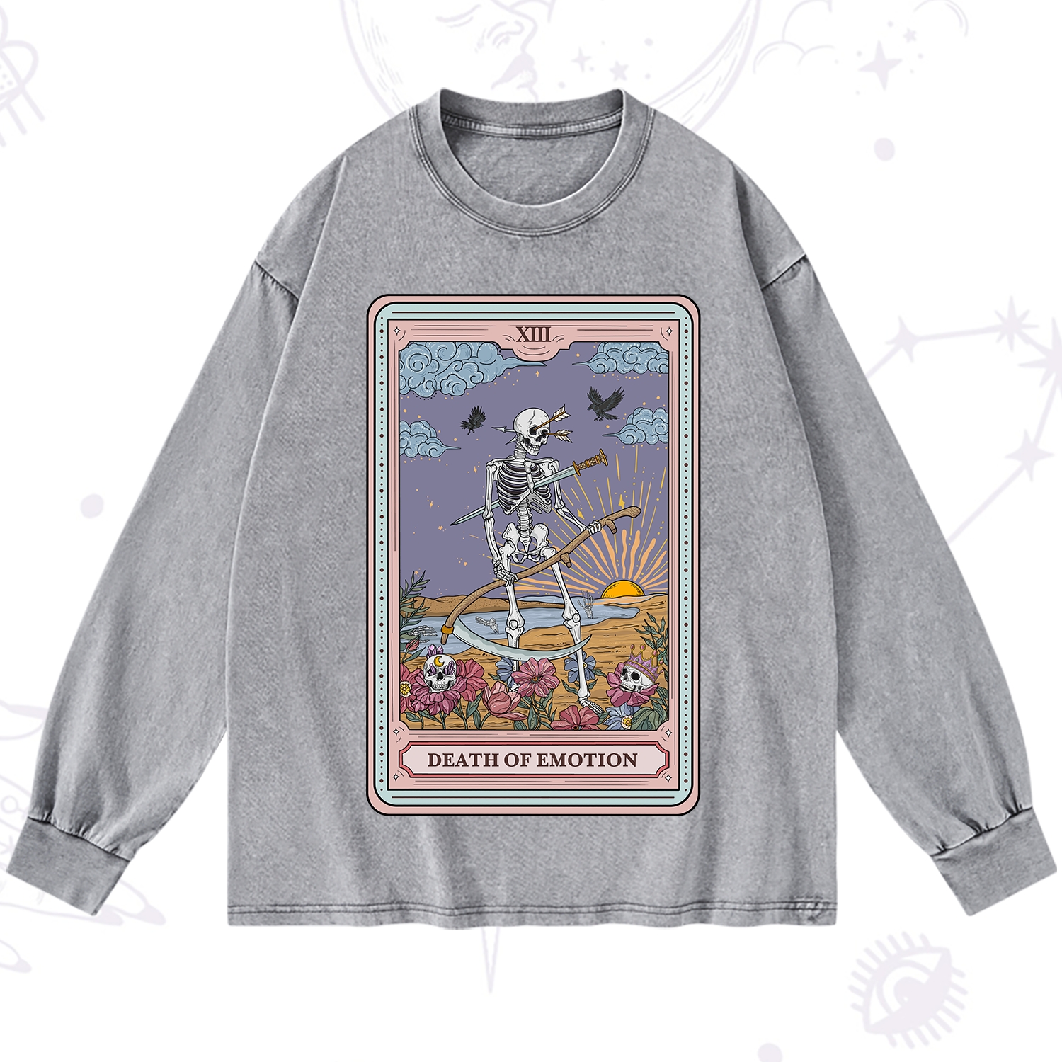 Purplehecate The Death Of Emotion Tarot Washed Long Sleeve Shirt