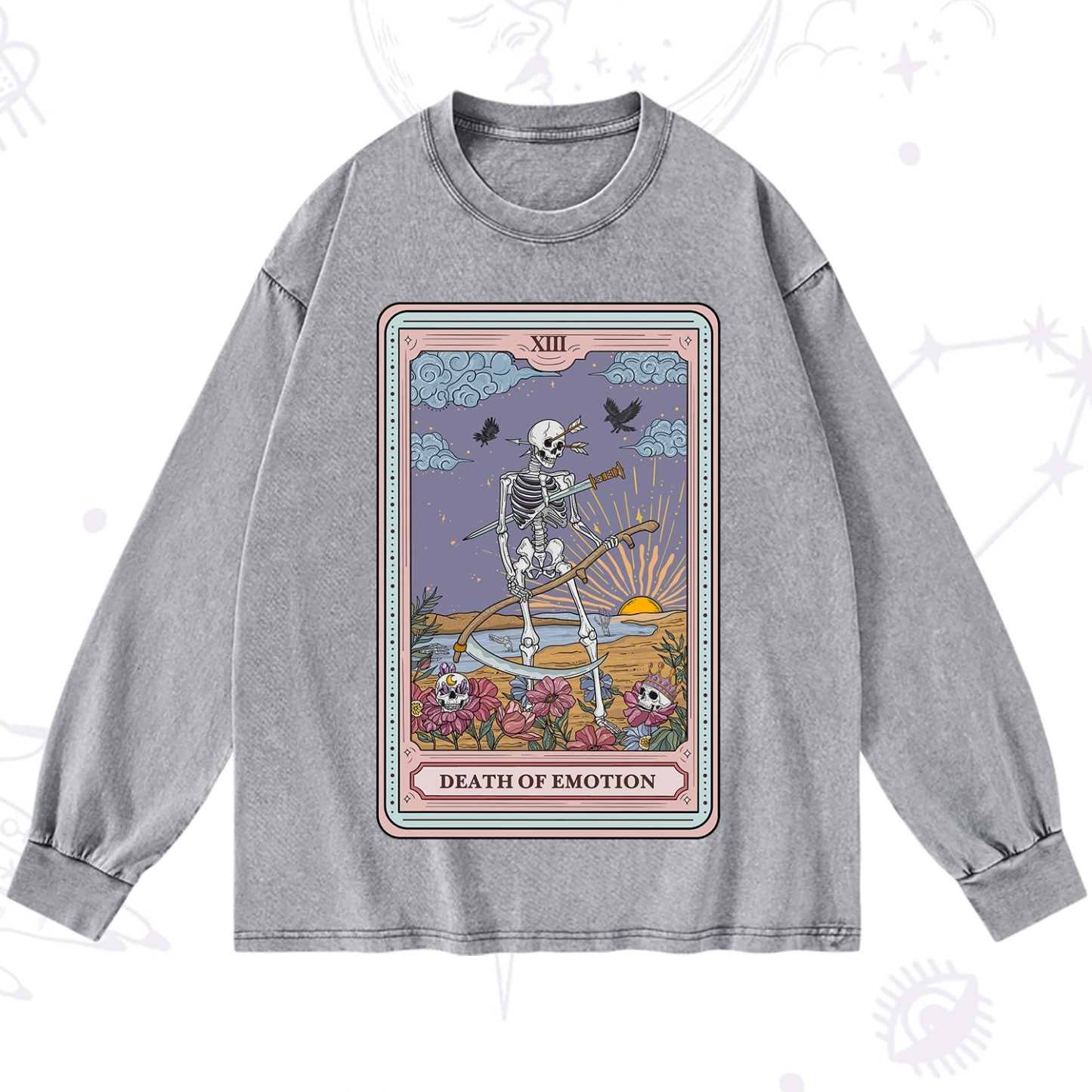Purplehecate The Death Of Emotion Tarot Washed Long Sleeve Shirt