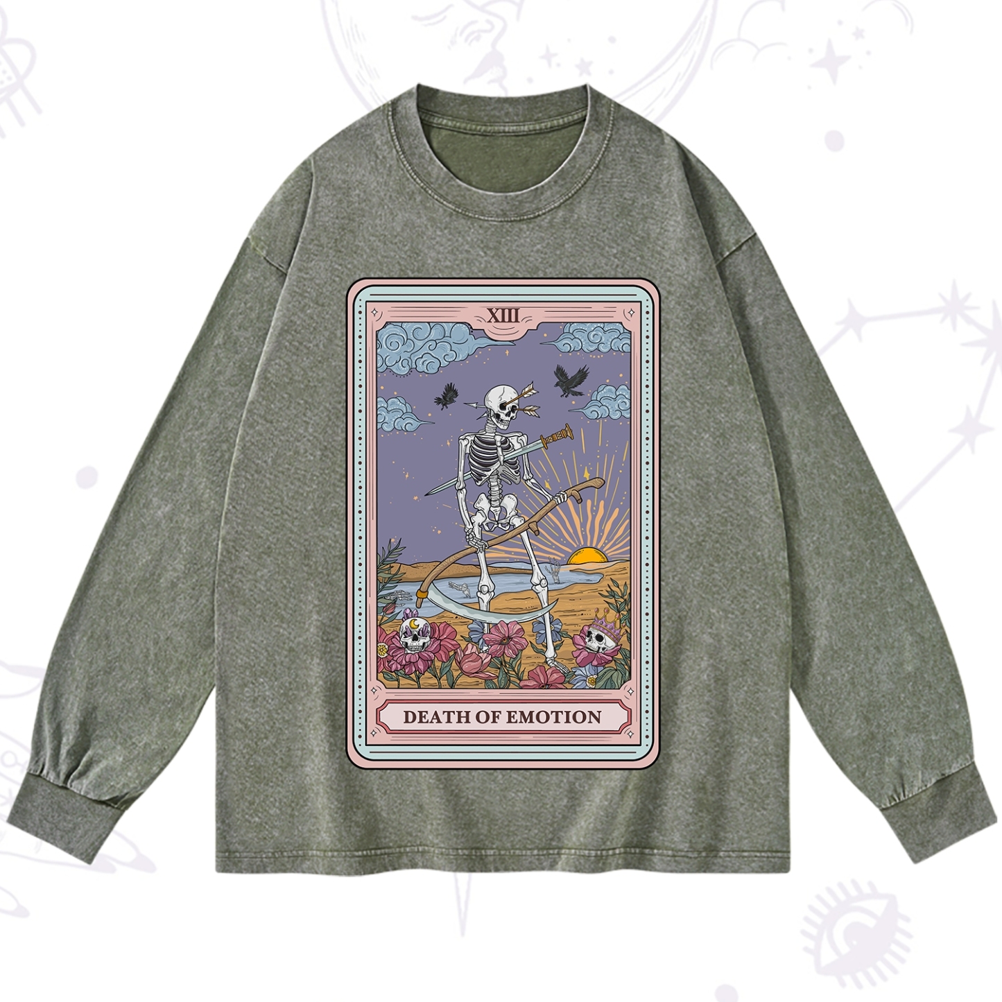 Purplehecate The Death Of Emotion Tarot Washed Long Sleeve Shirt