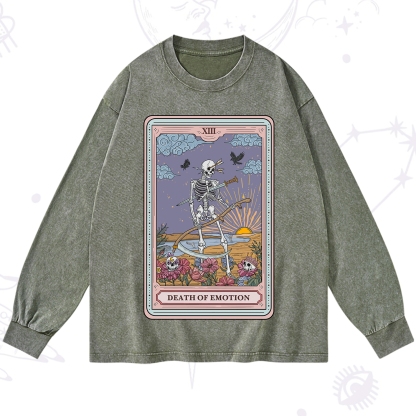 Purplehecate The Death Of Emotion Tarot Washed Long Sleeve Shirt