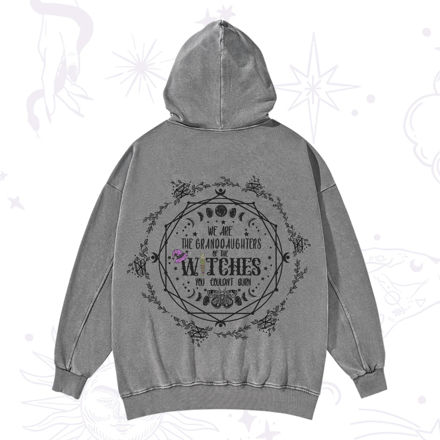 Purplehecate We Are the Granddaughters of the Witches You Could Not Burn Washed Hoodie