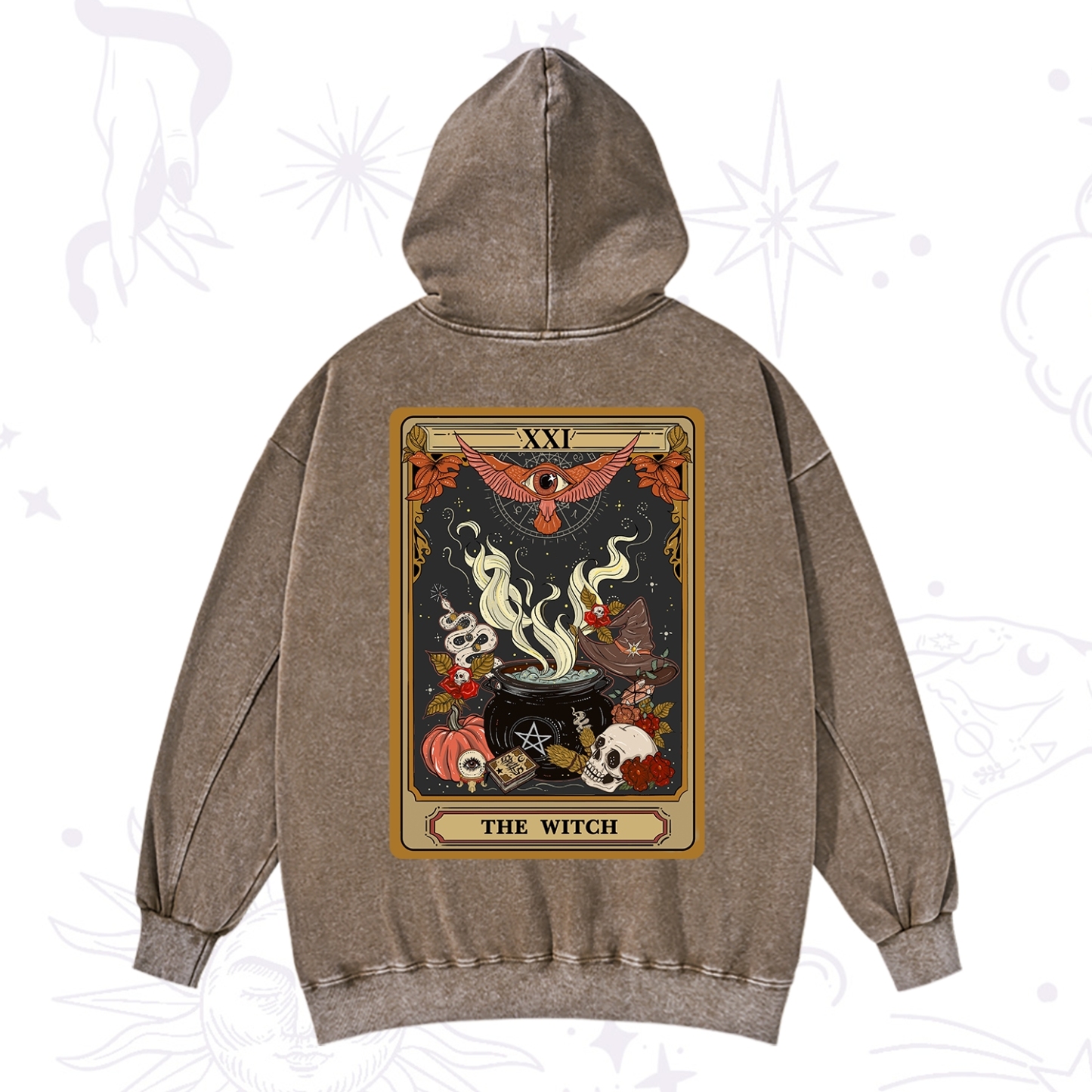 Purplehecate The Witch Magical Tarot Washed Hoodie