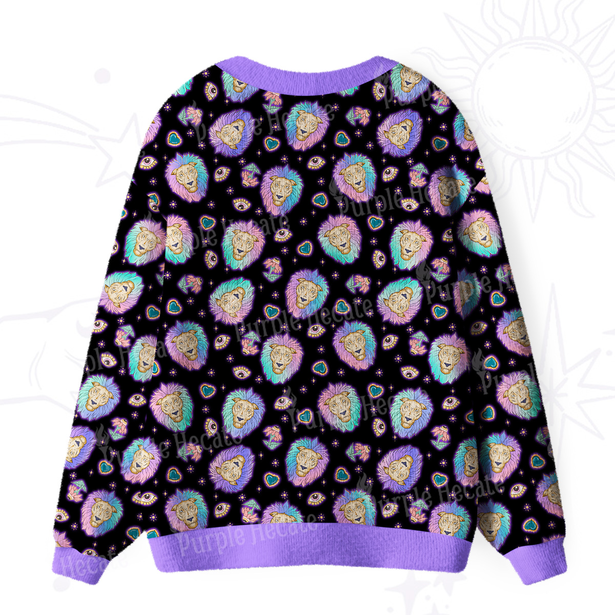 Purplehecate Leo Spirit Zodiac Ugly Cardigan Sweaters