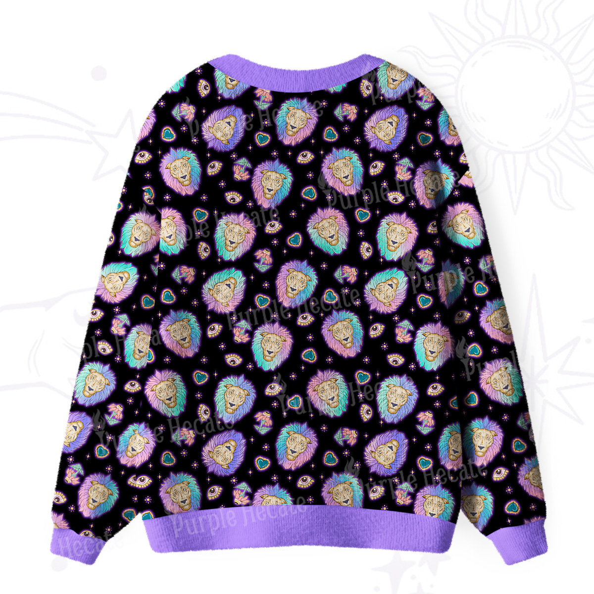Purplehecate Leo Spirit Zodiac Ugly Cardigan Sweaters