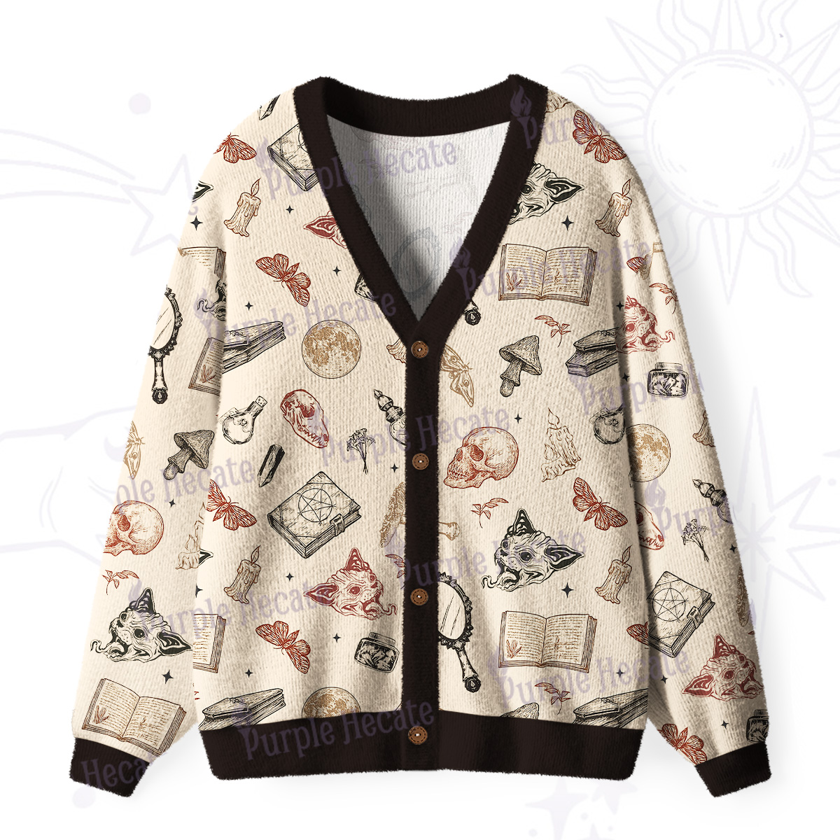 Purplehecate Witchcraft Study Ugly Cardigan Sweaters