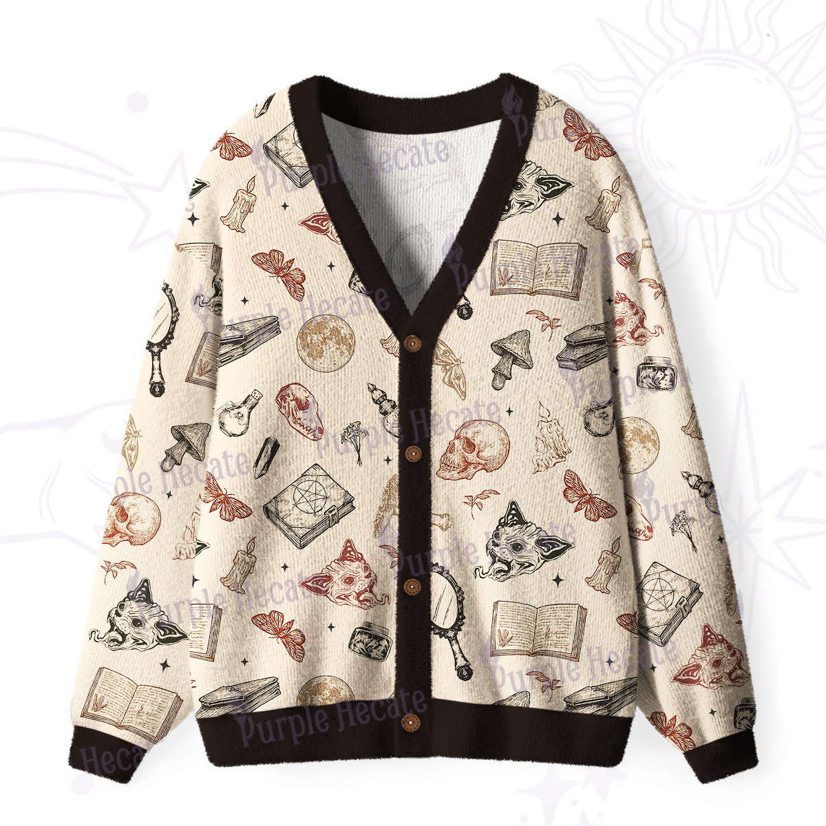 Purplehecate Witchcraft Study Ugly Cardigan Sweaters