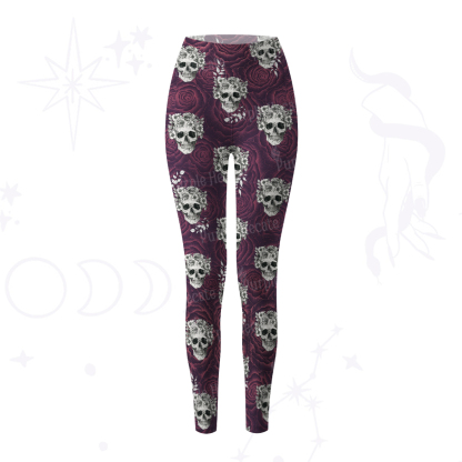 Purplehecate Rose Skull Yoga Pants