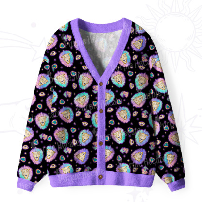 Purplehecate Leo Spirit Zodiac Ugly Cardigan Sweaters