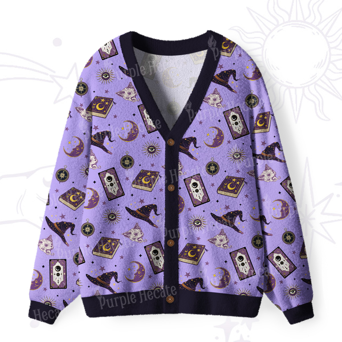 Purplehecate Midnight Witch Tarot Cardigan Ugly Cardigan Sweaters