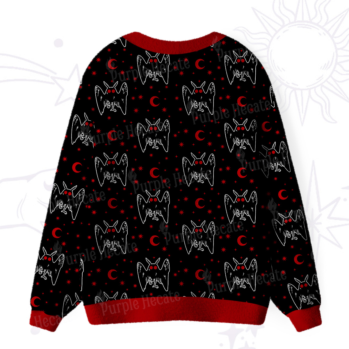 Purplehecate Witchy Mothman Night Ugly Cardigan Sweaters
