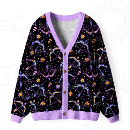 Purplehecate Sagittarius Spirit Zodiac Ugly Cardigan Sweaters
