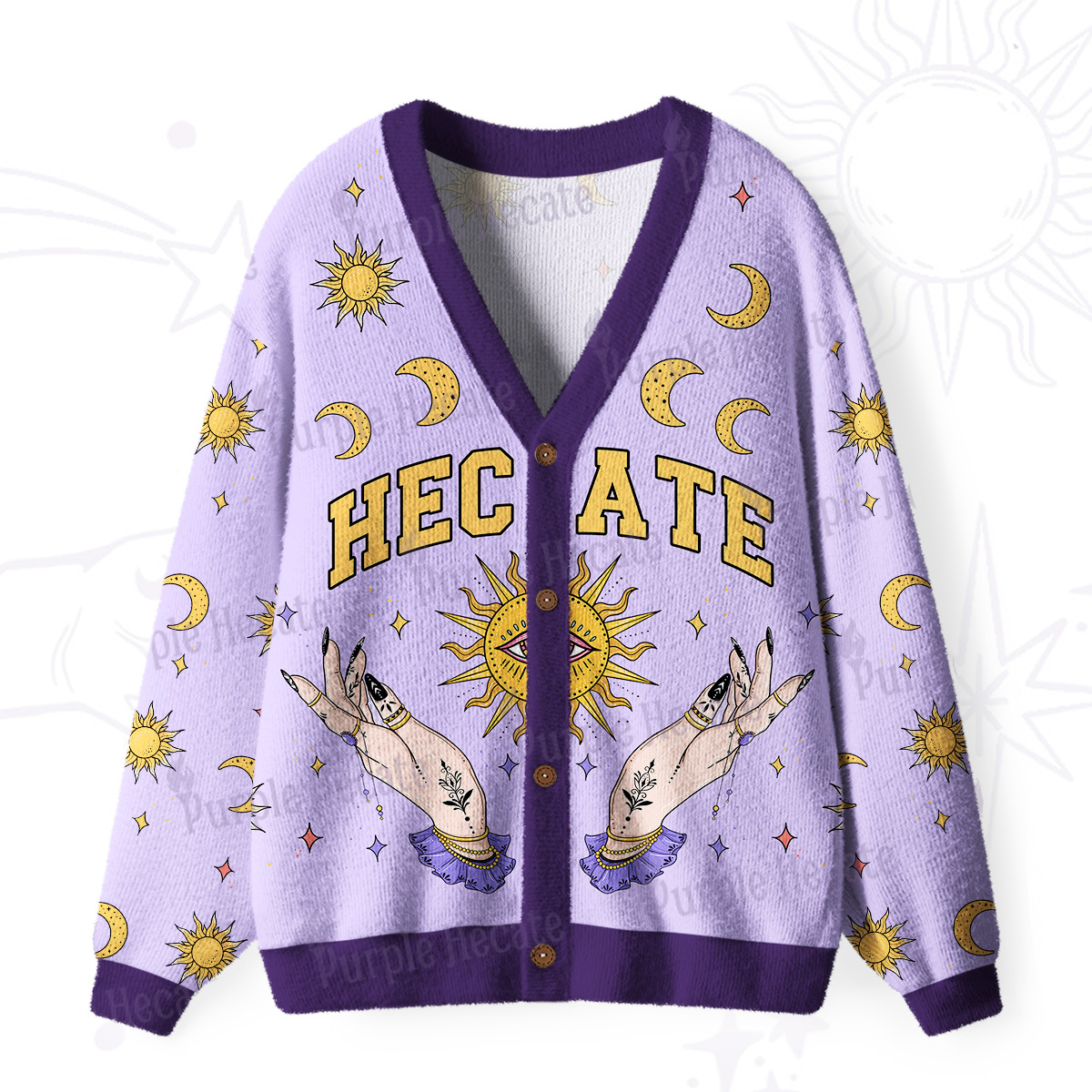 Purplehecate Hecate Moonlight Sorcery Ugly Cardigan Sweaters