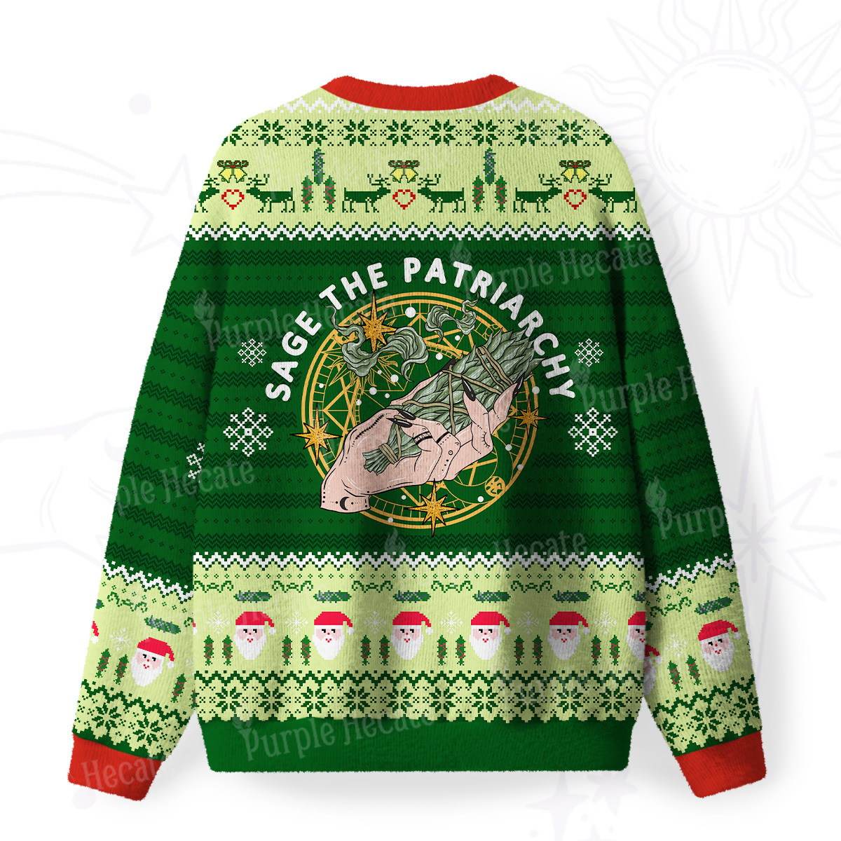 Purplehecate Go Sage Yourself Fuzzy Ugly Christmas Sweatshirt