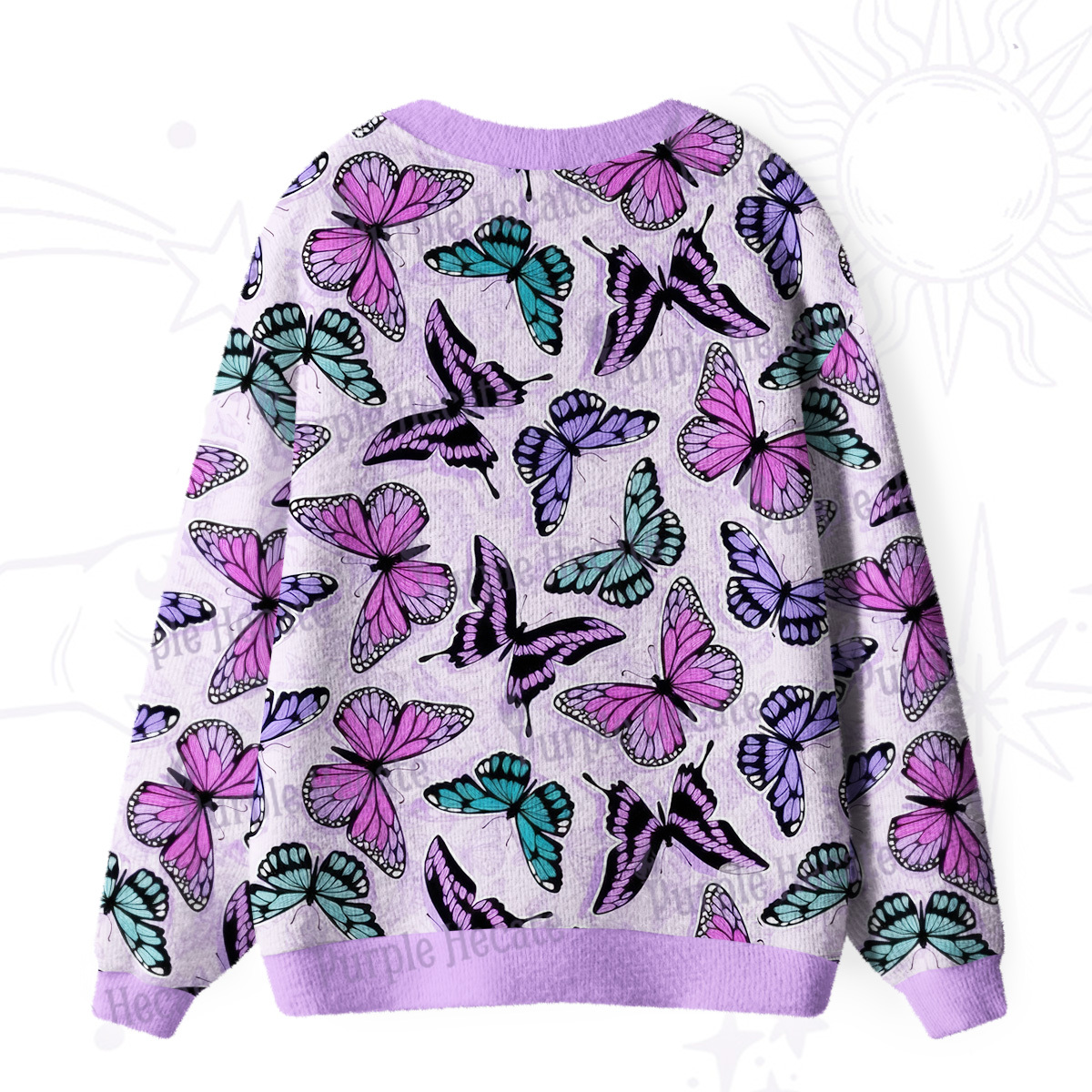 Purplehecate Whimsical Butterfly Ugly Cardigan Sweaters