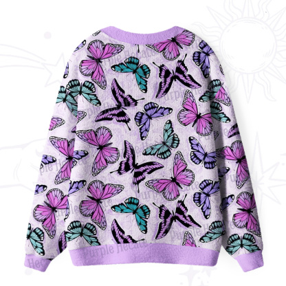 Purplehecate Whimsical Butterfly Ugly Cardigan Sweaters