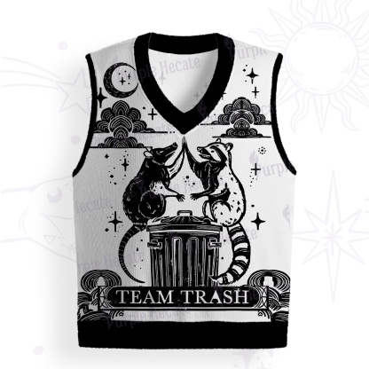 Purplehecate The Team Trash Raccoon Tarot Ugly Sweater Vest