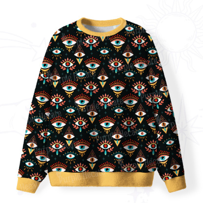 [Copy]Purplehecate Witchy Neon Naughty Cat Fuzzy Ugly Christmas Sweatshirt