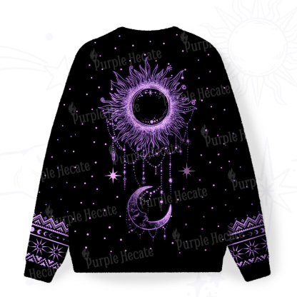 Purplehecate Radiance Of Sun And Moon Fuzzy Ugly Christmas Sweatshirt