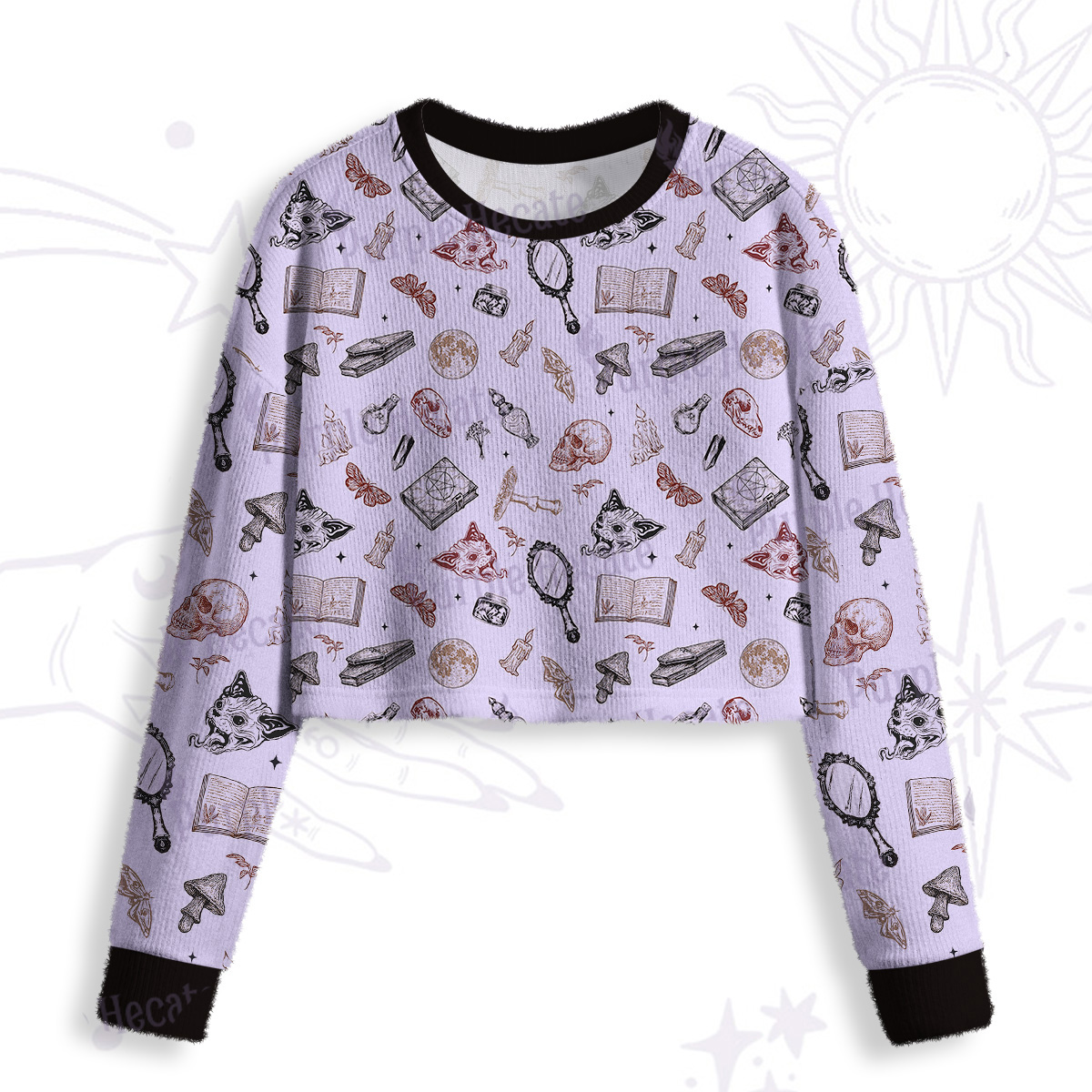 Purplehecate Witchcraft Study Crop Fuzzy Ugly Sweatshirt