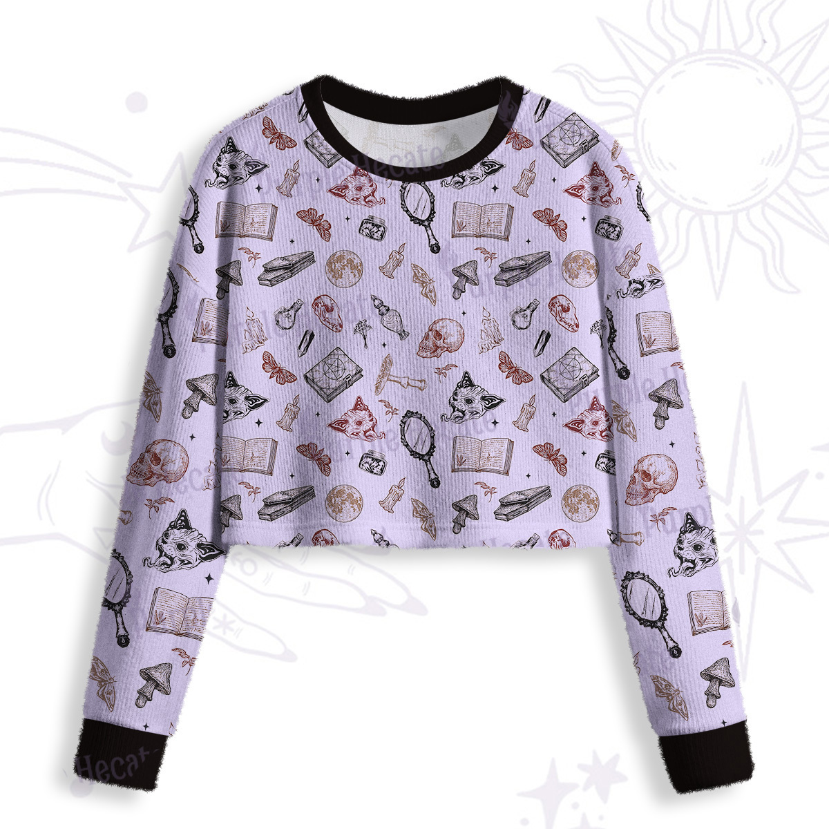 Purplehecate Witchcraft Study Crop Fuzzy Ugly Sweatshirt