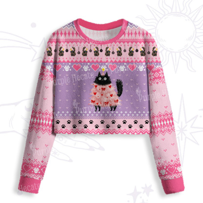 Purplehecate Funny Black Cat in Tree Crop Fuzzy Ugly Sweatshirt