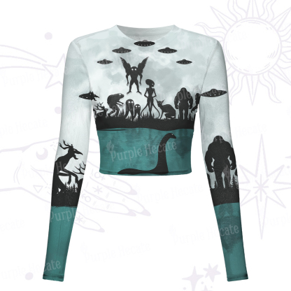 Purplehecate Alien Lake Monster Encounter Mesh Long Sleeve Crop Top