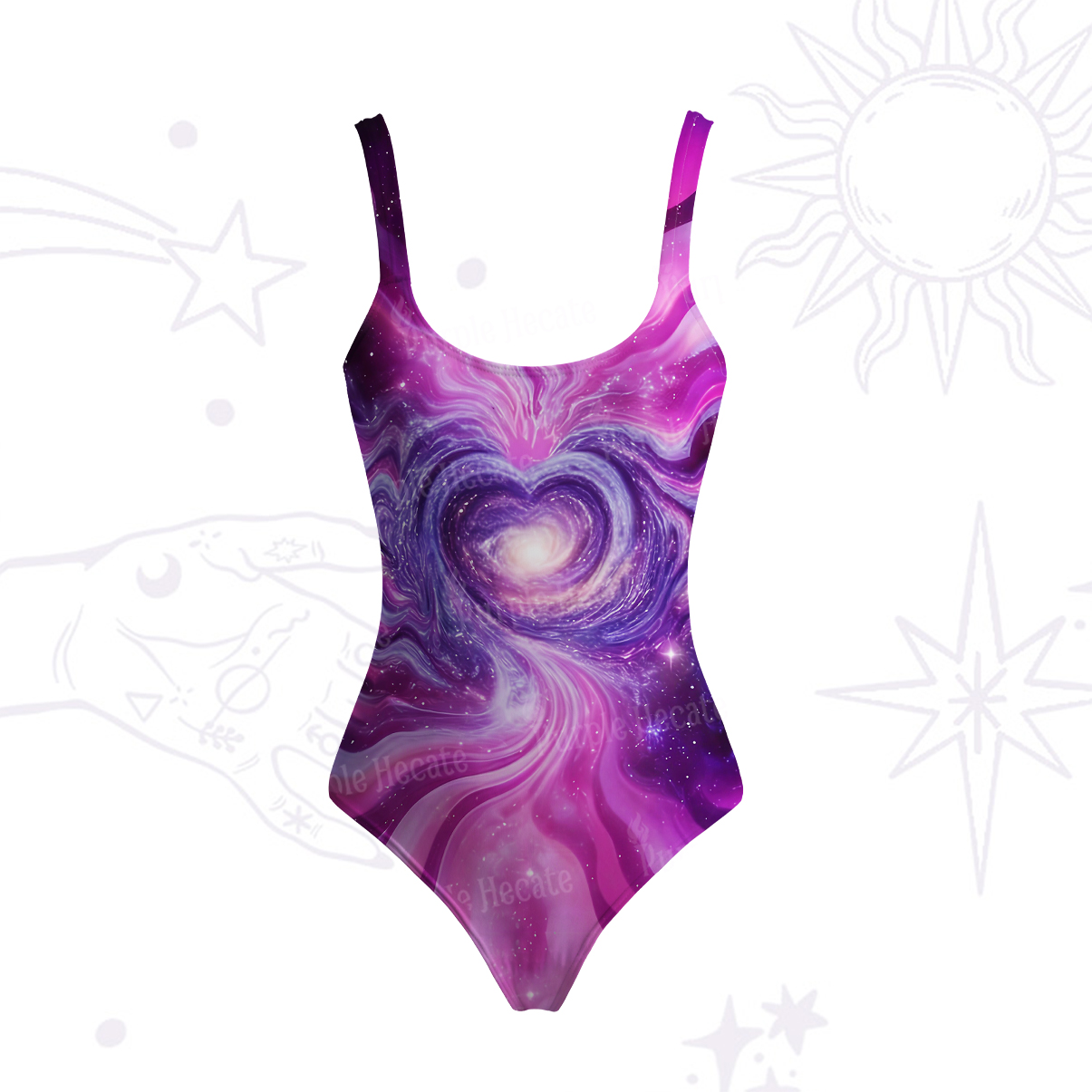 Purplehecate Cosmic Heart Tank One Piece Swimsuit