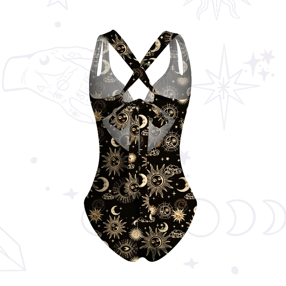 Purplehecate Celestial Sun Moon Stars One-Piece Swimsuit