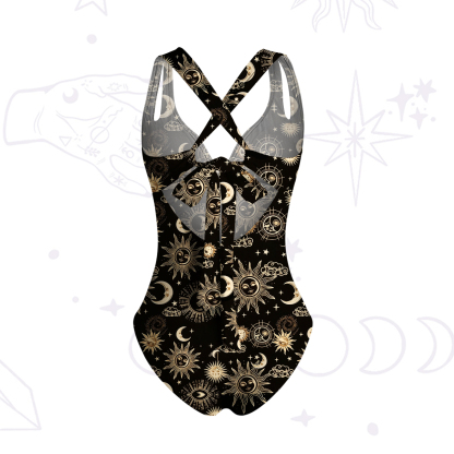 Purplehecate Celestial Sun Moon Stars One-Piece Swimsuit