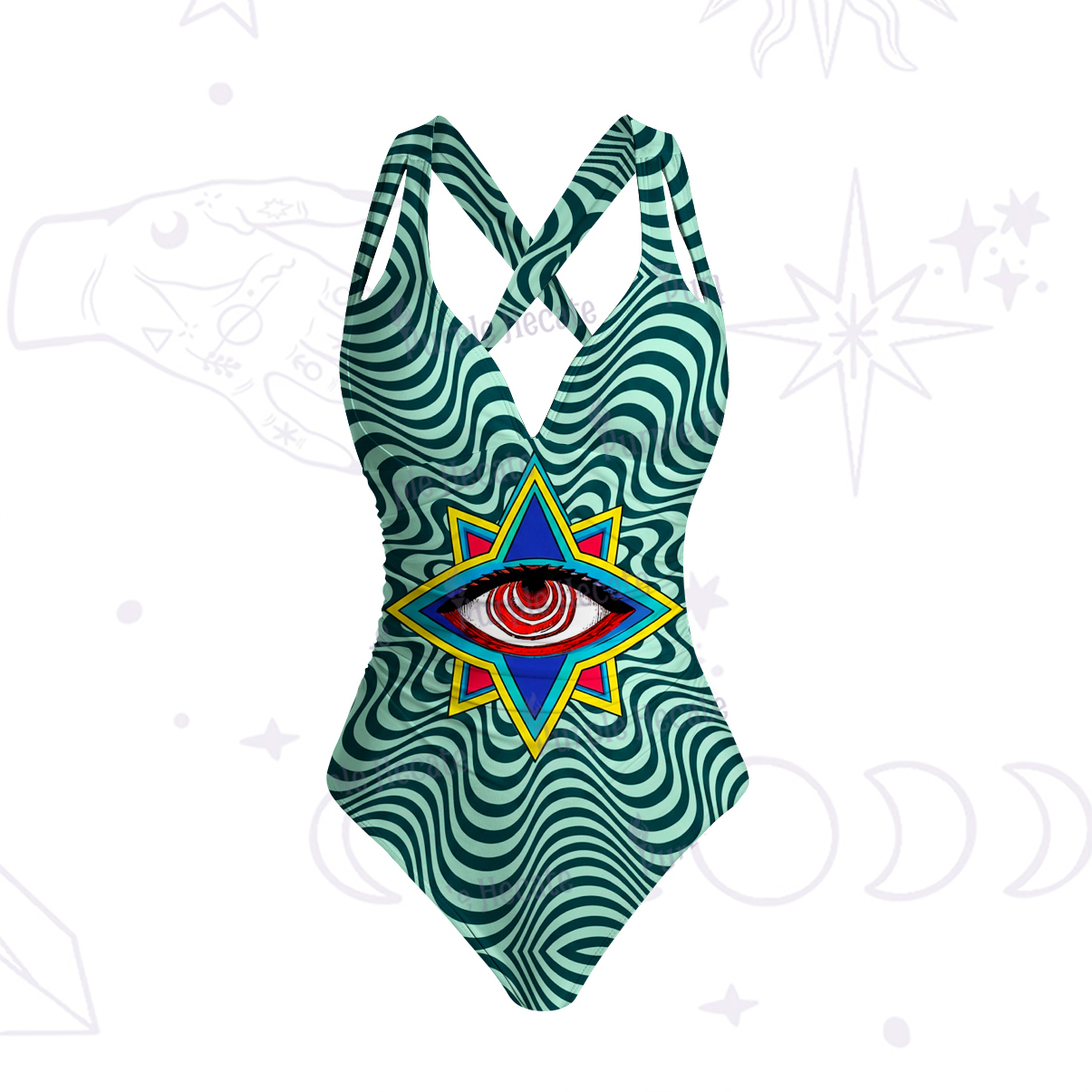 Purplehecate Psychedelic Eye Portal One-Piece Swimsuit