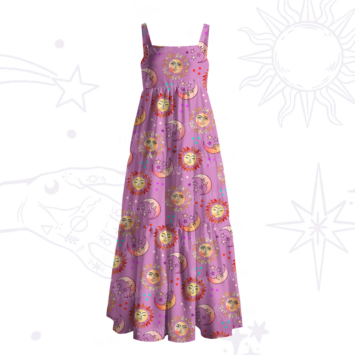 [Copy]Purplehecate Magic of Sun and Moon Wide Straps Maxi Dress