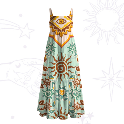 Purplehecate Solar Whispers Witch Wide Straps Maxi Dress