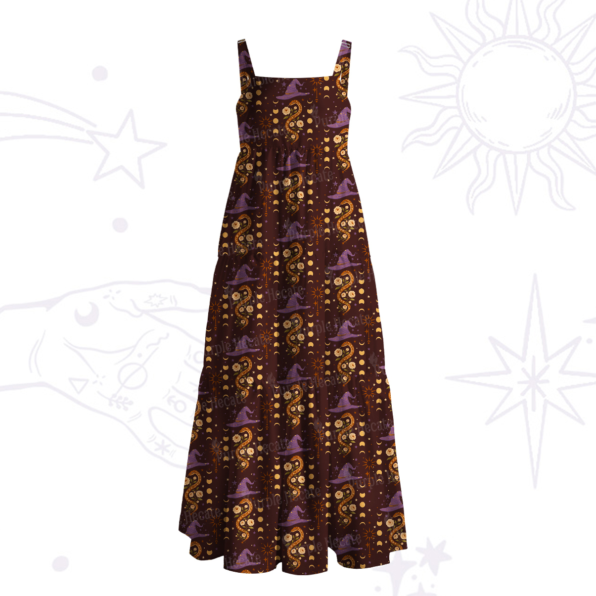 Purplehecate Witch's Enchantment Wide Straps Maxi Dress