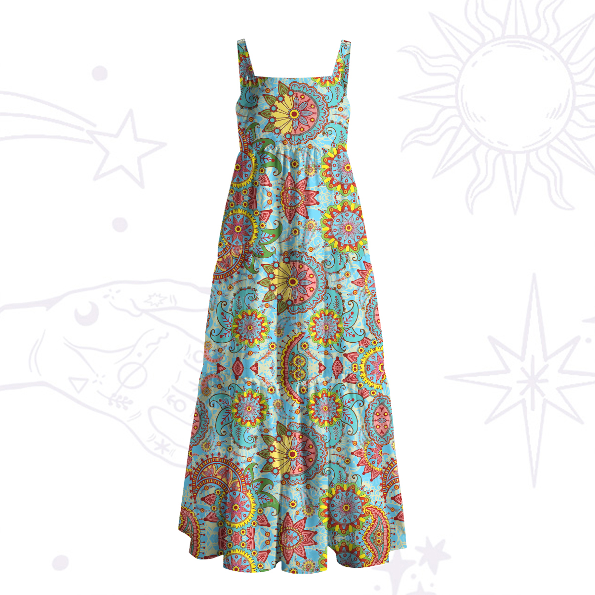 Purplehecate Mandala Dream Wide Straps Maxi Dress