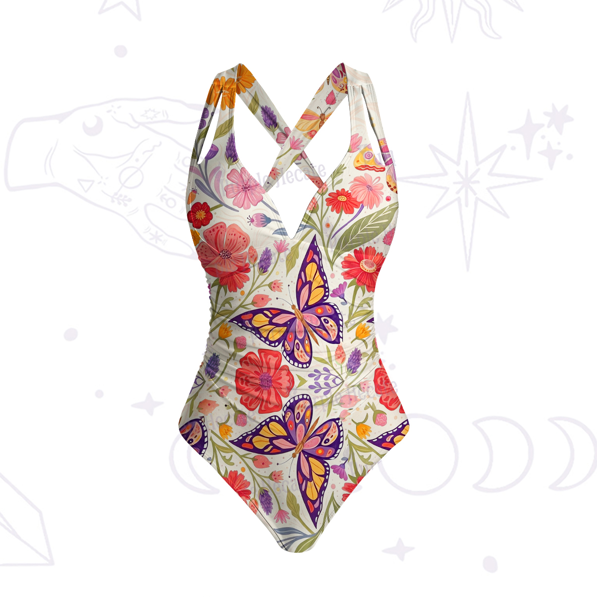 Purplehecate Enchanted Garden of Butterflies One-Piece Swimsuit