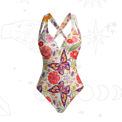 Purplehecate Enchanted Garden of Butterflies One-Piece Swimsuit