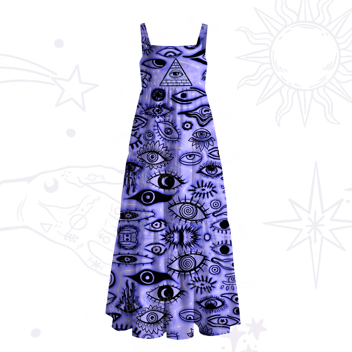 Purplehecate Realm of the All‑Seeing Eye Wide Straps Maxi Dress