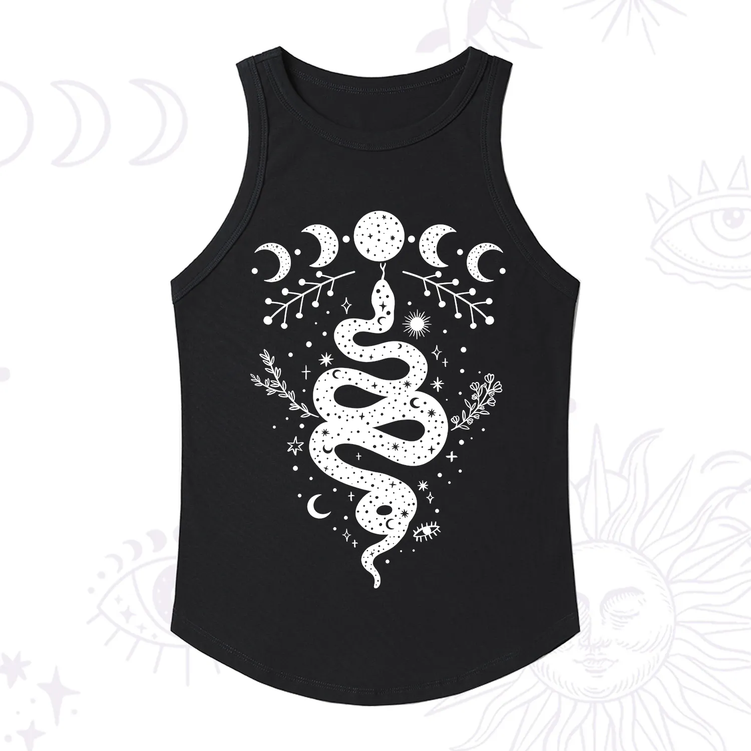Purplehecate Snake And Moon Phase Comfort Ribbed Tank Top