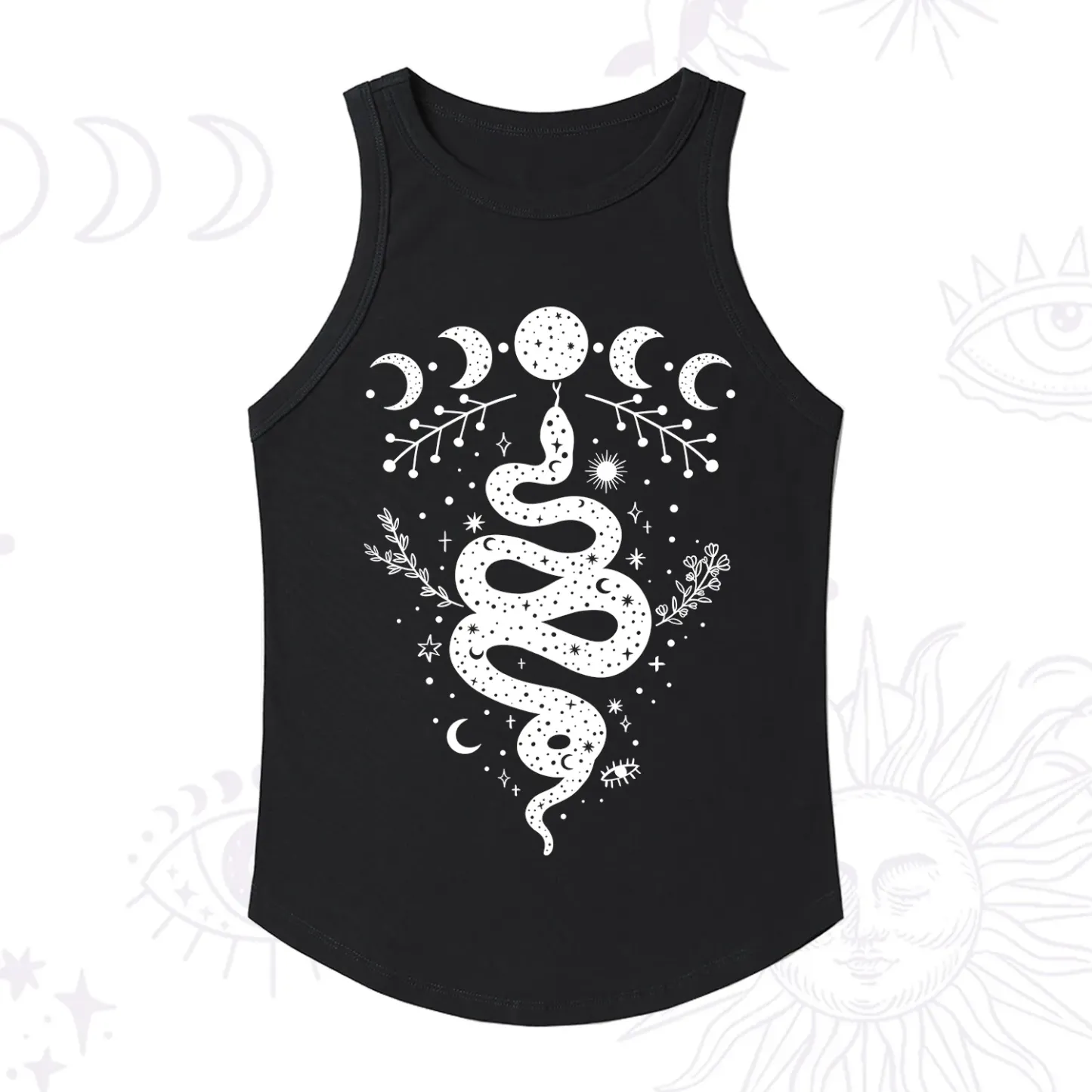Purplehecate Snake And Moon Phase Comfort Ribbed Tank Top