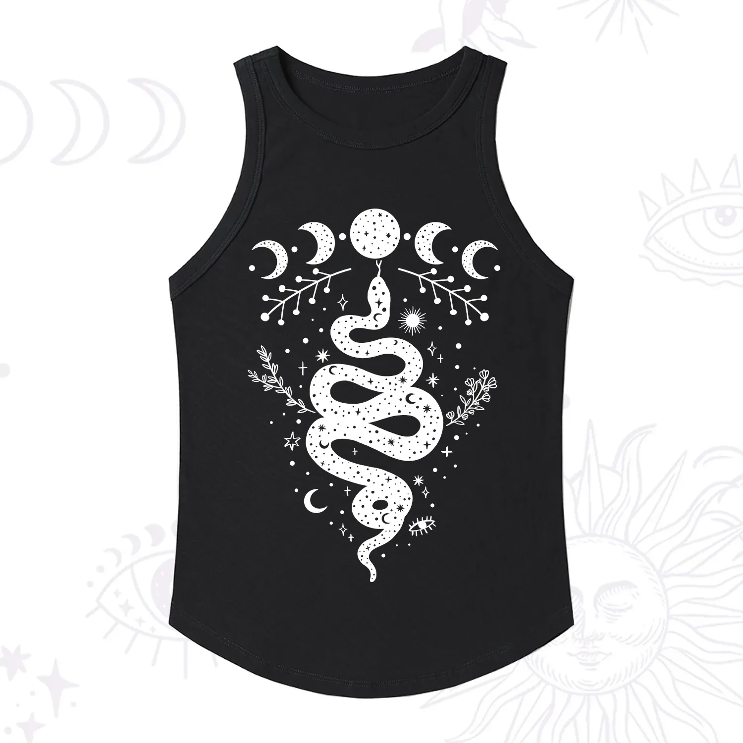 Purplehecate Snake And Moon Phase Comfort Ribbed Tank Top