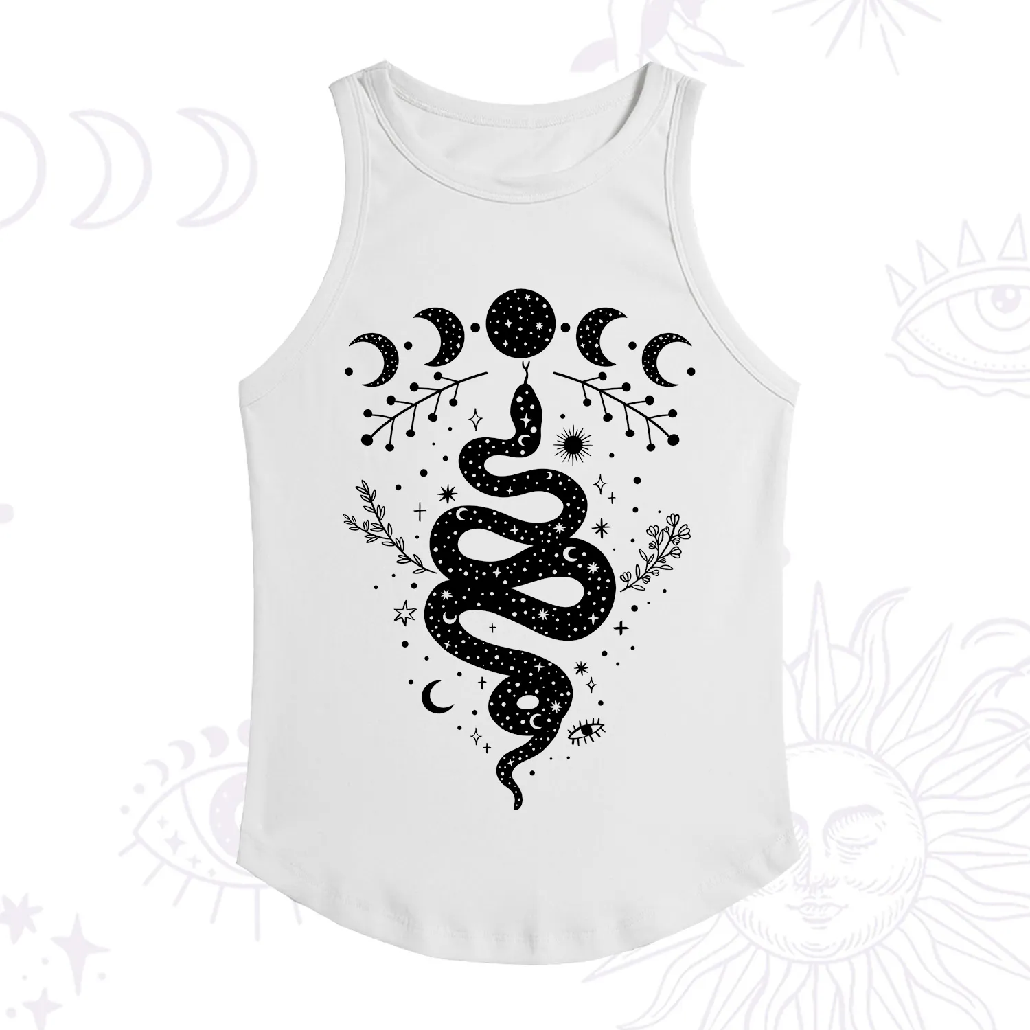 Purplehecate Snake And Moon Phase Comfort Ribbed Tank Top