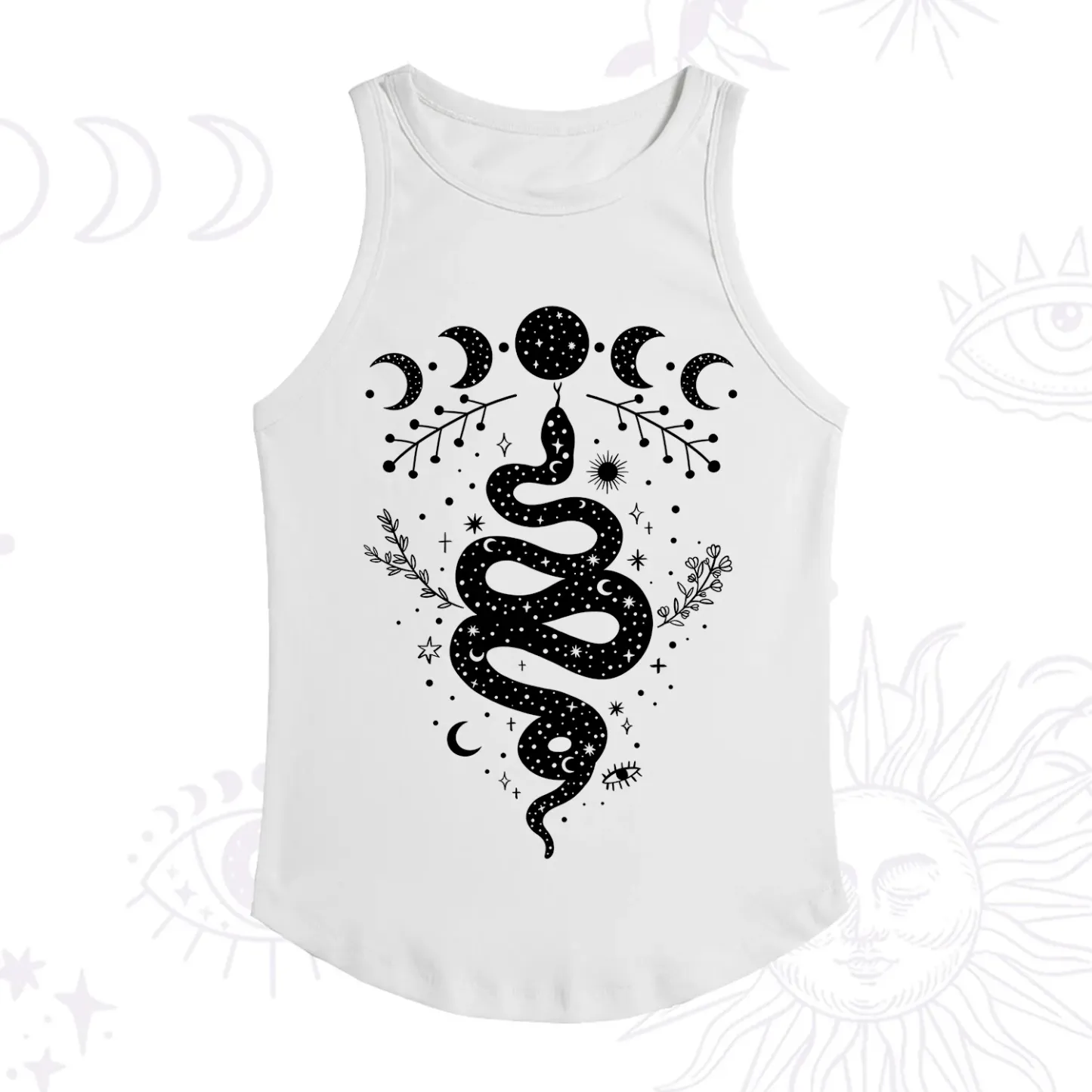 Purplehecate Snake And Moon Phase Comfort Ribbed Tank Top