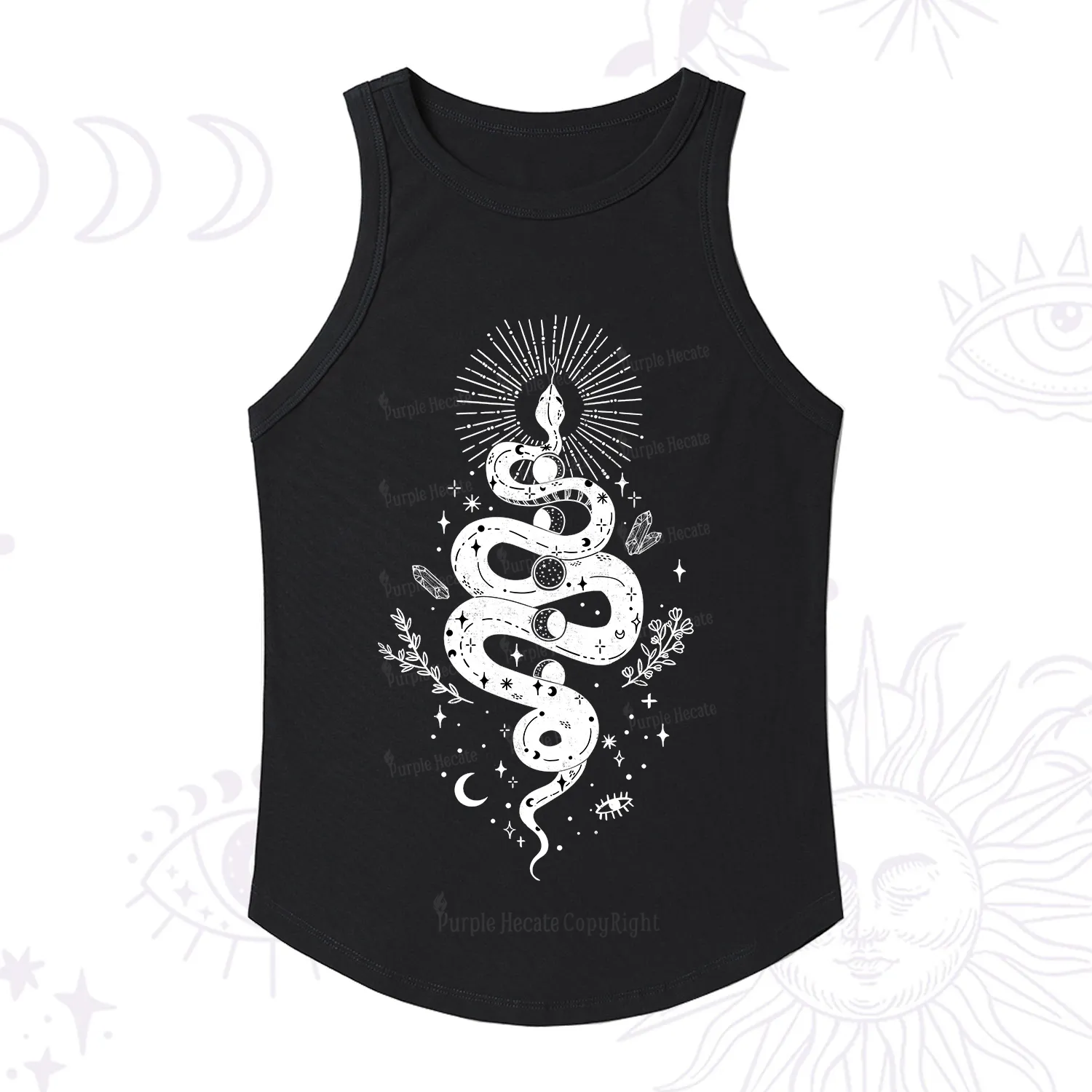 Purplehecate Mystical Moon Phases Snake Racerback Tank Top