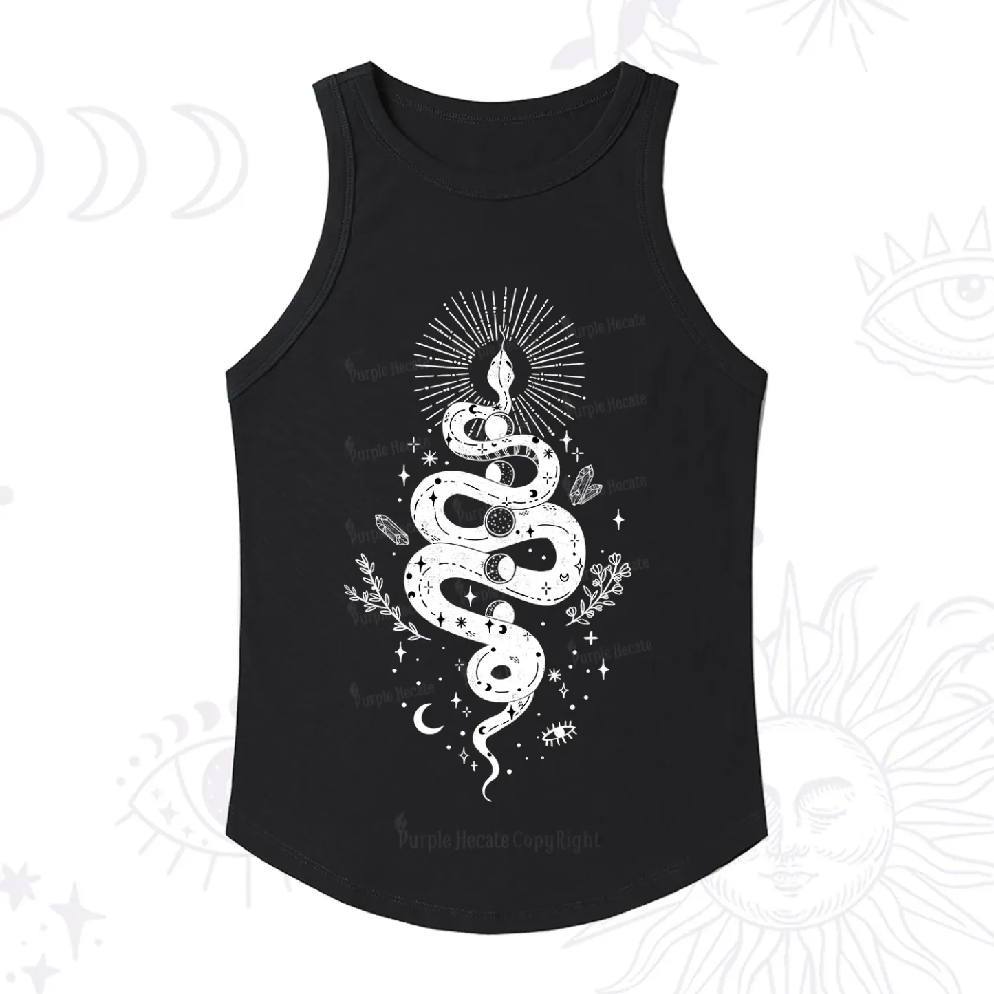 Purplehecate Mystical Moon Phases Snake Racerback Tank Top