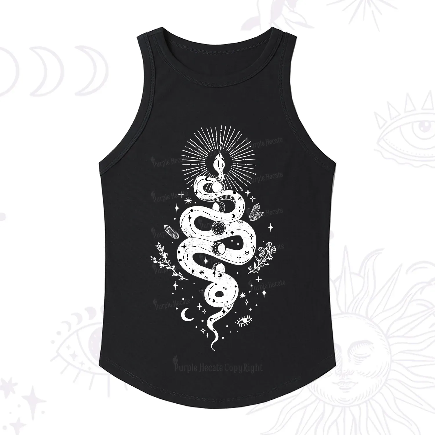 Purplehecate Mystical Moon Phases Snake Racerback Tank Top
